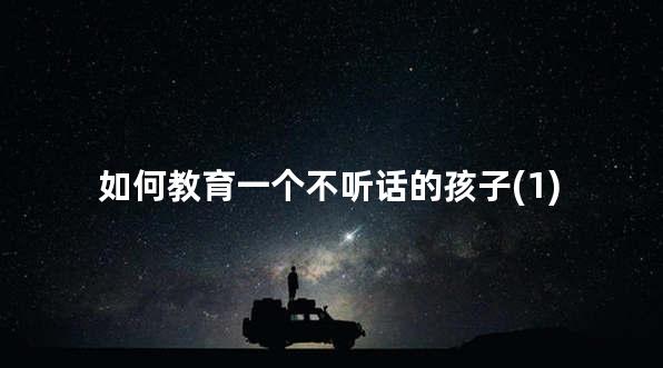 如何教育一个不听话的孩子(1)