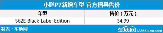 采用黑武士配色 小鹏P7新增车型售34.99万